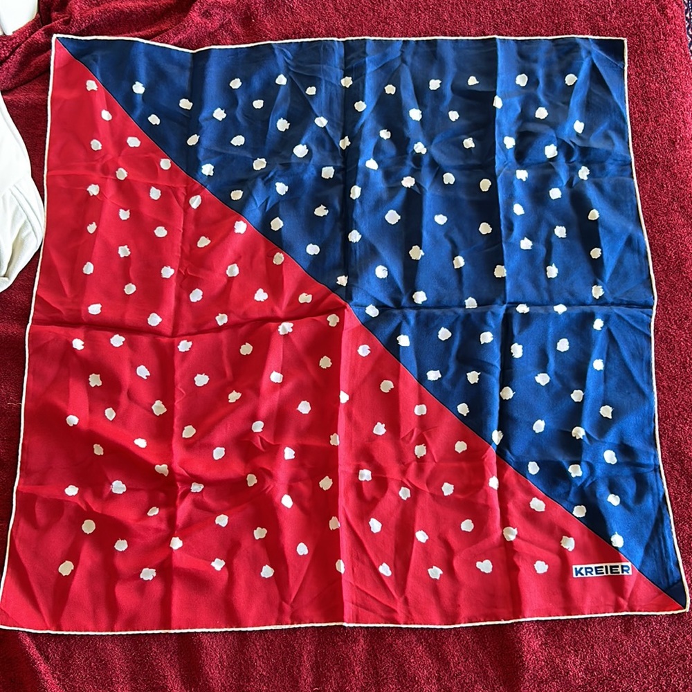Vintage KREIER Made in Switzerland SCARF 27” x 27” holiday colors